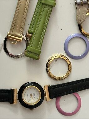 MY WISH Vintage Style Black and Gold Interchangeable Watch